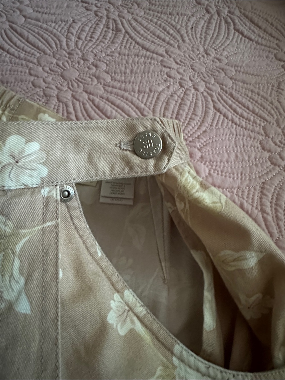 Susan Bristol Beige Floral A-Line Skort, elastic waist, shorts, jorts, vintage - Picture 6 of 11